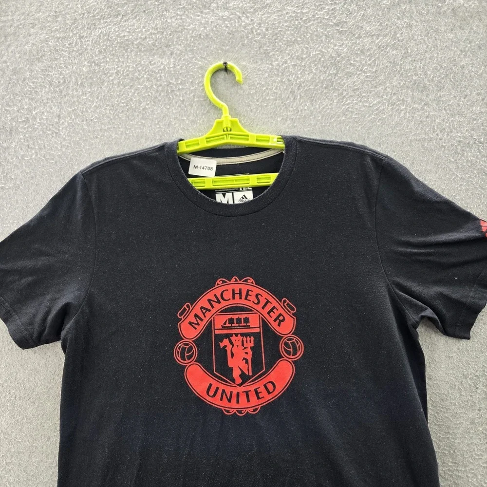 Manchester United Men Shirt M Black Adidas Go-To Performance Tee Activewear